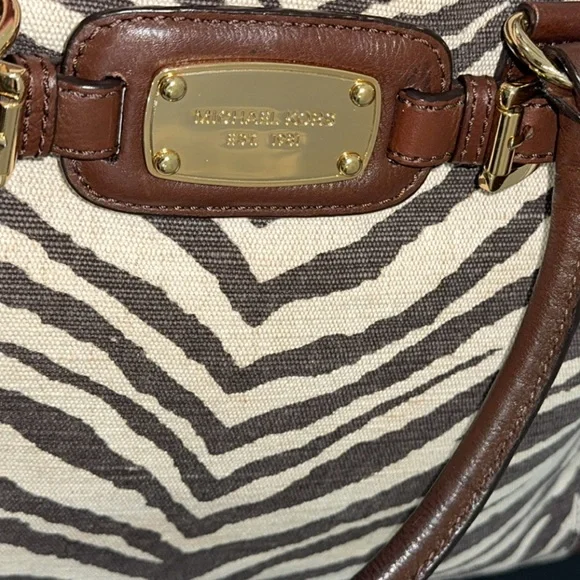 MICHAEL KORS Large Handbag Hamilton Zebra Print Brown Ivory AUTHENTIC - Picture 11 of 14